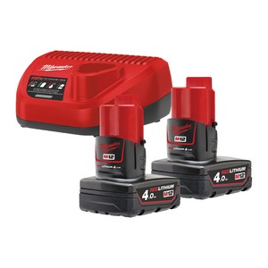 01000445, 8112900255, 4933459211 Akku-Starter Set M12 NRG-402 2x12,0 V 4,0Ah Ladegerät C12 C