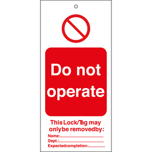 PACK 10 TAGOUT: WARNING TAGS 265548-DO NOT OPERATE 75X160MM TAGS