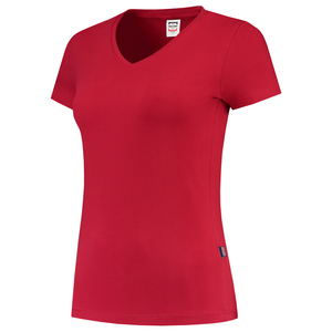 TRICORP T-SHIRT DAME V HALS FIT 101008 ROOD MT XL