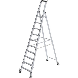 3210031615 Stufen-Stehleiter Alu rollbar 10 St. m.Brücke