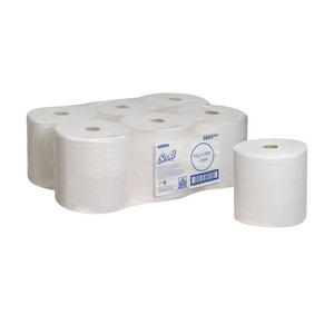 KIMB CL SCOTT HANDDOEK OP ROL WIT 6665 (1 PAK=6 ROL)