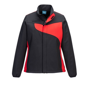 PORTWEST SOFTSHELL DAMES PW2 ZWART/ROOD MT XXL