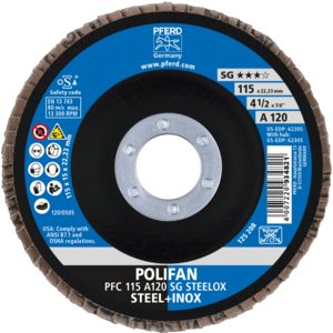PFERD POLIFAN® flap disc PFC 115 A 120 SG/22,23