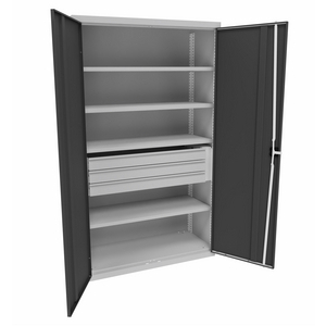 ARMOIRE PORTE 1980X1200X620 4 TABLETTES, 3 TIROIRS