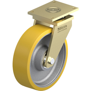 ROULETTE PIVOT.4000KG D.400MM AC BAND.POLYU 125MM MOY BILLE