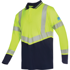 POLO HV ARRAN TM JAUNE FLUO/MARINE UE10