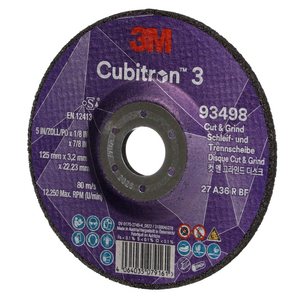 DISCO IBRIDO DA TAGLIO E SBAVO CUBITRON3, 93498, 36+, T27, 125 MM10/PACK, 20 PZ/CARTONE 7100305448