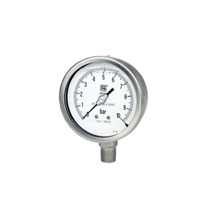 MANOMETRO TUTTO INOX, MODELLO MGS18. DIAMETRO CASSA DN150. RACCORDO RADIALE,CAMPO SCALA 0 400 BAR/MP MAN. D:150 MM ATT. 1/2 RADIALE GLICERINA 0/400 BAR BAR/MPA