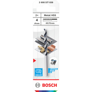 BOSCH METAALBOOR HSS POINTEQ 4MM 2608577838 (PK=2ST)