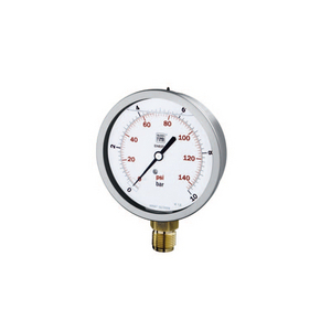 MANOMETRO STANDARD, MODELLO MS4. DIAMETRO CASSA DN100. RACCORDO RADIALE,CAMPO SCALA 0 100 BAR/MPA, A MAN. D:100 MM ATT. 1/2 FLANGIA 3 FORI RADIALE GLICERINA 0/100 BAR BAR/MPA