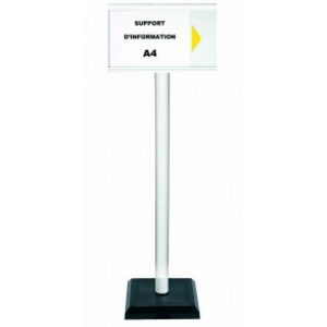 POTEAU PVC BLANC + SUPPORT INFORMATION A4 BLANC
