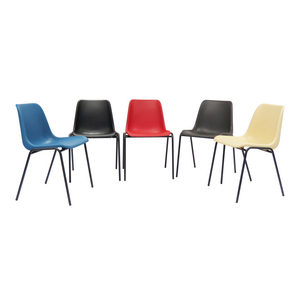 CHAISE COQUE PIETEMENT PEINT ROND -GRIS FONCE N.7022