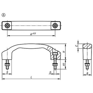KIPP BEUGELGREEP VORM: A RVS K1642.114008