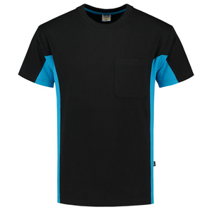 TRICORP T-SHIRT BORSTZAK 102002 ZWART/TURQUOISE MT XXL