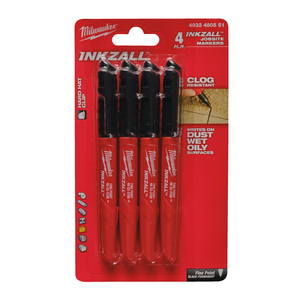 MILWAUKEE MARKER INKZALL FIJNE PUNT 1,0 MM ZWART (PK=4ST)