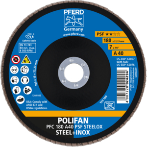 PFERD POLIFAN® flap disc PFC 180 A 40 PSF/22,23