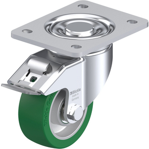 ROULETTE PIVOT. 300KG D.100MM AC BAND.POLYU 40MM MOY BILLE+FR