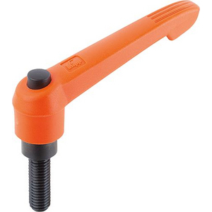 KLEMMHEBEL GR.3 M10X20 ORANGE MIT DRUCKKNOPF SCHWARZGRAU