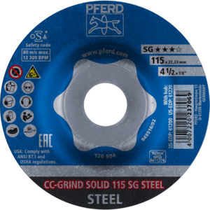 PFERD CC GRIND® SOLID grinding disc CC GRIND SOLID 115 SG STEEL
