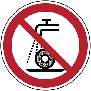 SEGNALETICA DI SICUREZZA ISO â VIETATO USARE DISCHI ABRASIVI CON ACQUA O A UMIDO 826324 PIC P033-DIA 400-PP-CRD/1