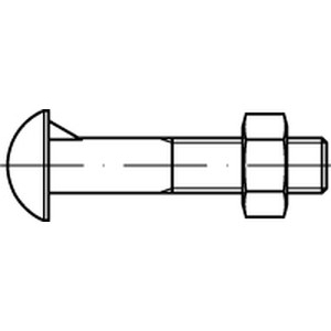 M 8X35 DIN 607 MU4.6 Halbrundschraube mit Nase und Sechskantmutter