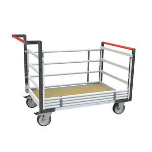 CHARIOT MODULAIRE TUBE 2 DOSSIERS + 2 RIDELLES, PLATEAU
