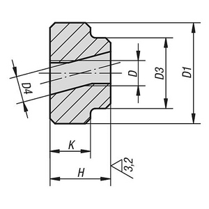 KIPP KARTELMOER MET SNELSPANFUNCTIE M06 D1=24 H=14 RVS BLANK