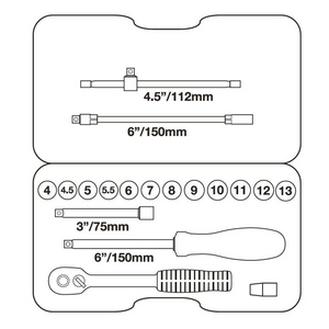 SET DI CRICCHETTO E BOCCOLE DI SERRAGGIO 1/4'' - 18 ELEMENTI 6868829
