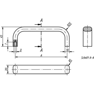K0205.20001 Bügelgriff Flachprofil, A=200, M5