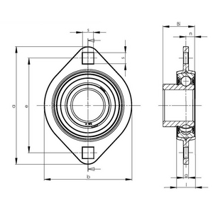 Cuscinetto 3 4 Pollice Flangiato Unit&agrave; Cuscinetto Con Flangia A 2 Fori SBPFL204-12, Acciaio Pressato, Per Montaggio Semplice Unit&agrave; Cuscinetti 2 Bulloni