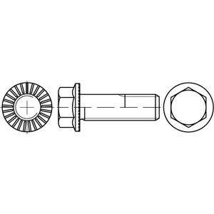 WN88913 M6X20/20 KL100 ZN Sechskant-FL.schrauben mit Sperr-Rippen unter dem FL.