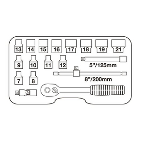 SET DI CRICCHETTO E BOCCOLE DI SERRAGGIO 3/8'' - 18 ELEMENTI 6868832