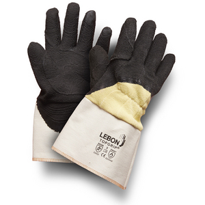GANT ENDUIT LATEX NOIR T9 DOS AERE MANCHETTE TOILE UE10