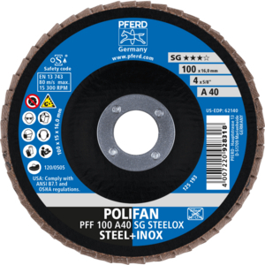 PFERD POLIFAN® flap disc PFF 100 A 40 SG/16,0