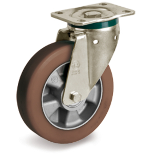 RUOTA 58HT 160X50 POLIURETANO TR-POWERHIGH ALTO SPESSORE NUCLEO ALLUMINIO SUPP. ROTANTE PIASTRA PT 585344