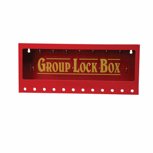 PACK 1 METAL WALL-MOUNTED GROUP LOCKOUT BOXES 105715-METAL WALL GROUP LOCK BOX, RED, LARGE