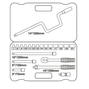 SET DI CRICCHETTO E BOCCOLE DI SERRAGGIO 3/8'' - 21 ELEMENTI 6868833