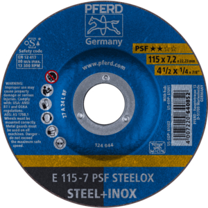 PFERD Reinforced grinding wheel E 115 7 A 24 L PSF/22,23