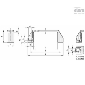 37031 - MANIGLIA A PONTE TECNOPOLIMERO POLIPROPILENE PER VITI A TESTA CILINDRICA M.443/110 N-CH