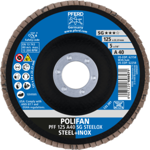 PFERD POLIFAN® flap disc PFF 125 A 40 SG/22,23