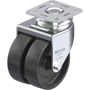 ROULETTE PIVOT. 100KG D. 75MM AC BAND.POLYA 2X23MM MOY LISSE