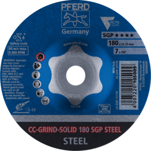 PFERD SCHUUR- AFBRAAMSCHIJF GRIND SOLID 180 SGP STEEL