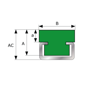 896205-PROFILO GUIDACATENA PE1000 L=3000MM. 20X28 VERDE C/SCANALATURE C5 BCPC5A20-3000