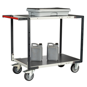 SERVANTE MONTEE 2 PLATEAUX TOLE, 1000X600 MM, ROUES TPE