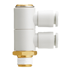 KQ2VD, One-touch Fitting White Color - Double Universal Male Elbow