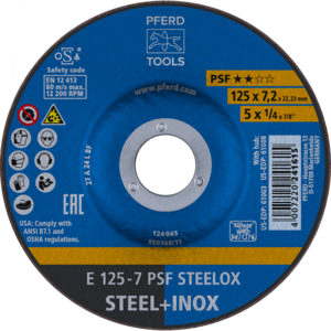 PFERD Reinforced grinding wheel E 125 7 A 24 L PSF/22,23
