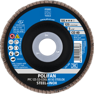 PFERD POLIFAN® flap disc PFC 125 CO 40 SGP COOL/22,23