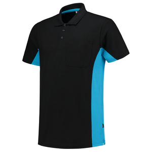 TRICORP POLOSHIRT BORSTZAK 202002 ZWART/TURQUOISE MT 6XL