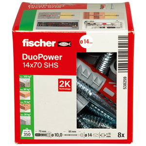 FISCHER PLUG DUOPOWER 14X70 MET ZESKANTSCHROEF (DS=8ST)