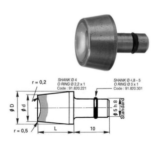 BOUTEROLLE RB 401 Q.4 LG. 7 D.RIVET 3,2